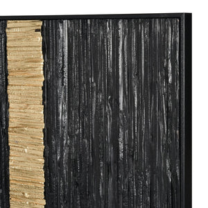 Atlas Stripe Wood II Dimensional Wall Art - Modern Black & Gold/Silver Accent for Chic Home Decor WA11154-02