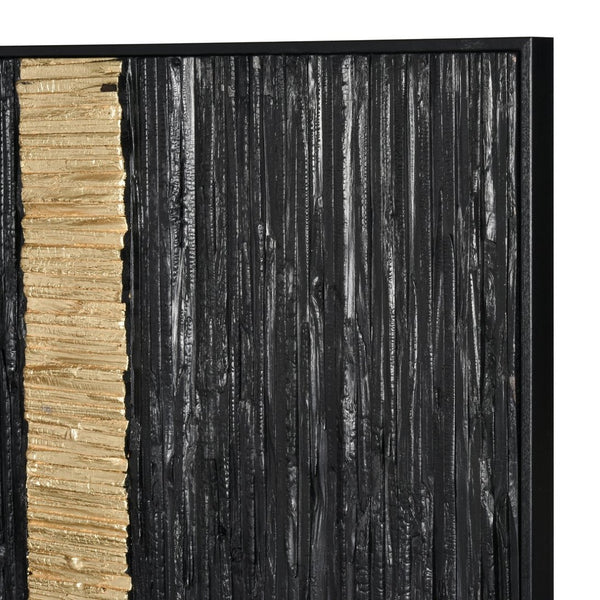 Atlas Stripe Wood II Dimensional Wall Art - Modern Black & Gold/Silver Accent for Chic Home Decor WA11154-02