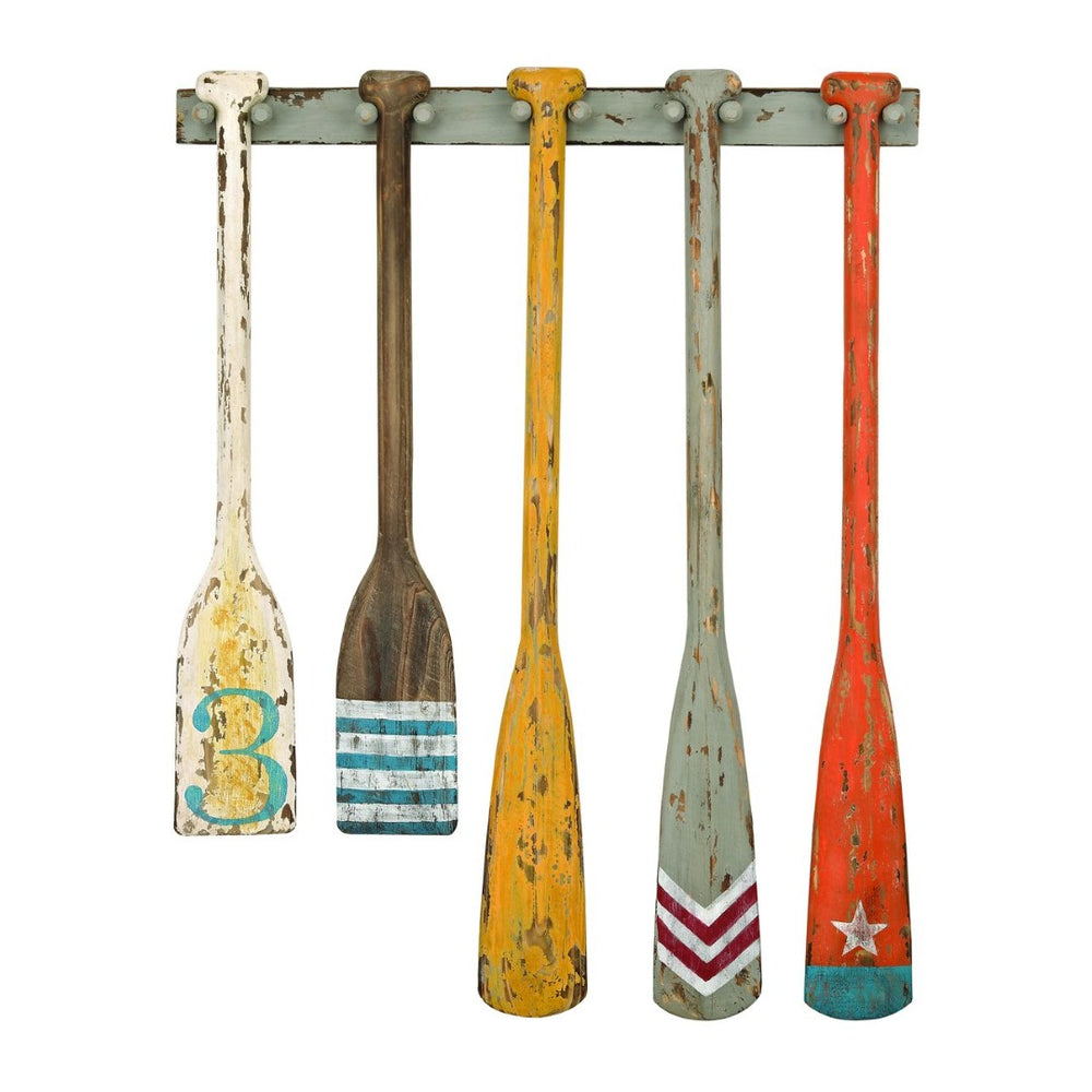 Atlas Summer Oars Hand-Painted Dimensional Wall Art - Rustic Coastal Decor for Home or Cottage Spaces WA11155-01