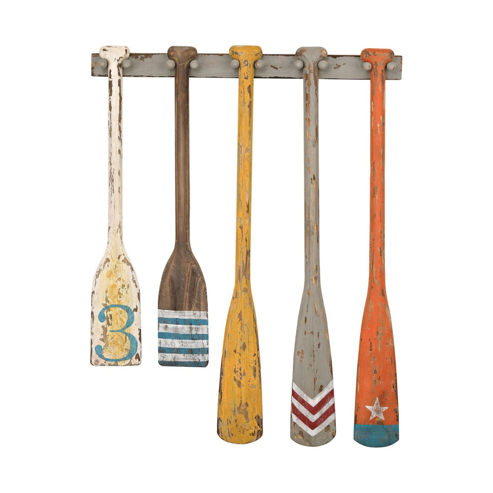 Atlas Summer Oars Hand-Painted Dimensional Wall Art - Rustic Coastal Decor for Home or Cottage Spaces WA11155-01