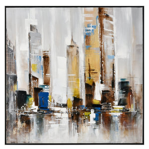 Atlas Symphony Urban Cityscape Wall Art - Textured Acrylic with Black Floating Frame for Modern Interiors WA11157-01