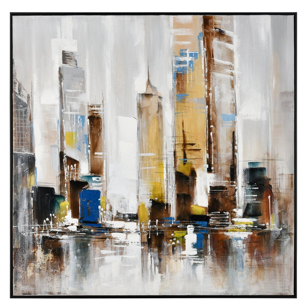 Atlas Symphony Urban Cityscape Wall Art - Textured Acrylic with Black Floating Frame for Modern Interiors WA11157-01