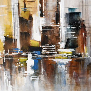 Atlas Symphony Urban Cityscape Wall Art - Textured Acrylic with Black Floating Frame for Modern Interiors WA11157-01