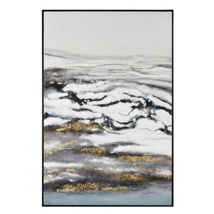 Atlas Tumult Hand-Finished Abstract Waterscape Wall Art – Modern Coastal Decor with Gold Accents WA11161-01