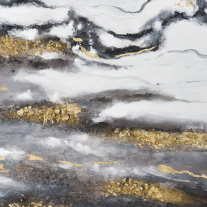 Atlas Tumult Hand-Finished Abstract Waterscape Wall Art – Modern Coastal Decor with Gold Accents WA11161-01