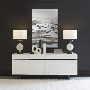 Atlas Tumult Hand-Finished Abstract Waterscape Wall Art – Modern Coastal Decor with Gold Accents WA11161-01