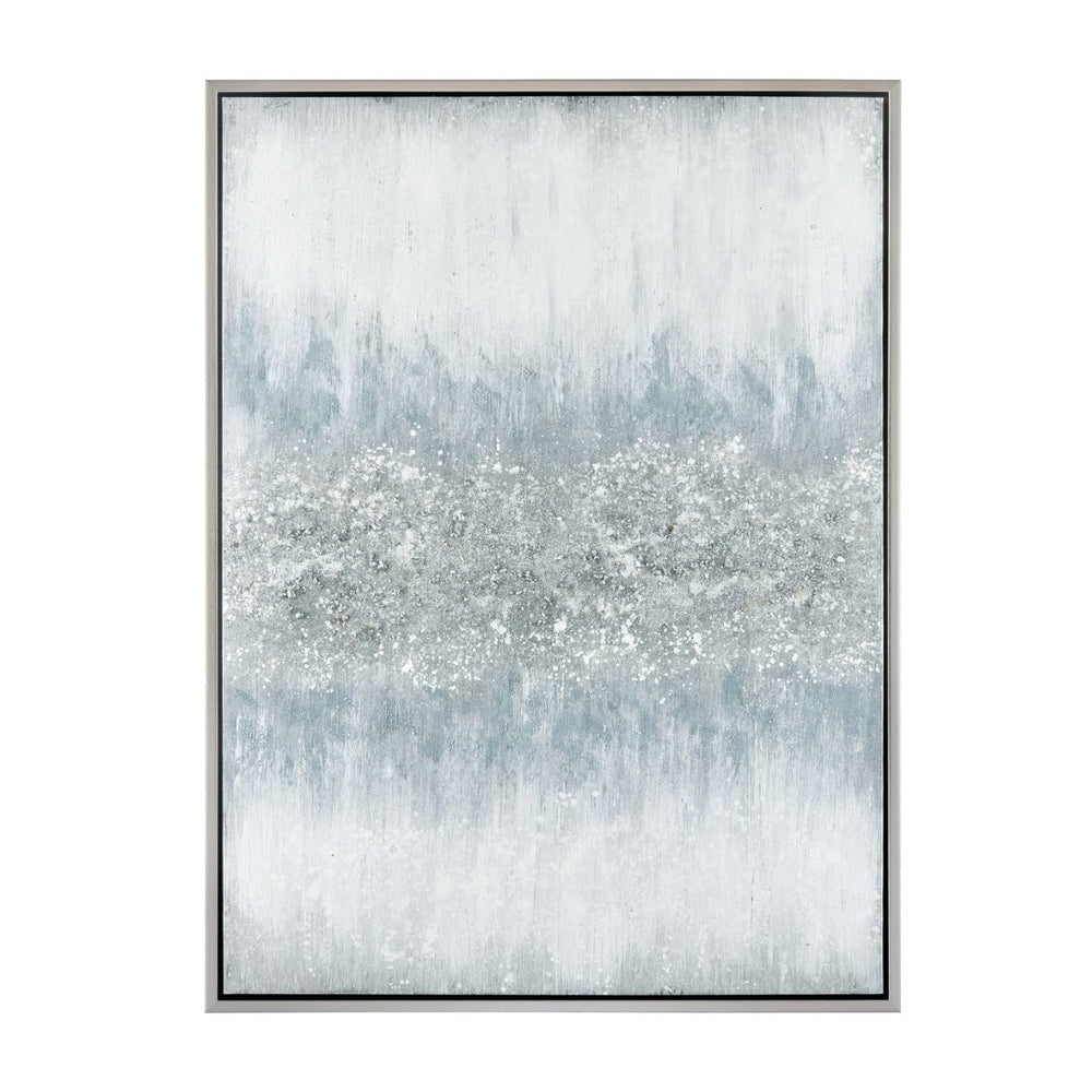 Atlas Turner Contemporary Abstract Wall Art in Silver and Blue, Ready to Hang for Elegant Home Décor WA11162-01