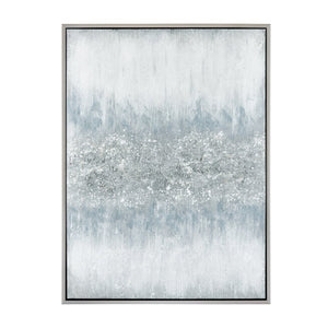 Atlas Turner Contemporary Abstract Wall Art in Silver and Blue, Ready to Hang for Elegant Home Décor WA11162-01