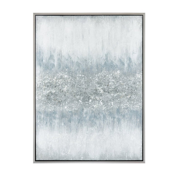 Atlas Turner Contemporary Abstract Wall Art in Silver and Blue, Ready to Hang for Elegant Home Décor WA11162-01