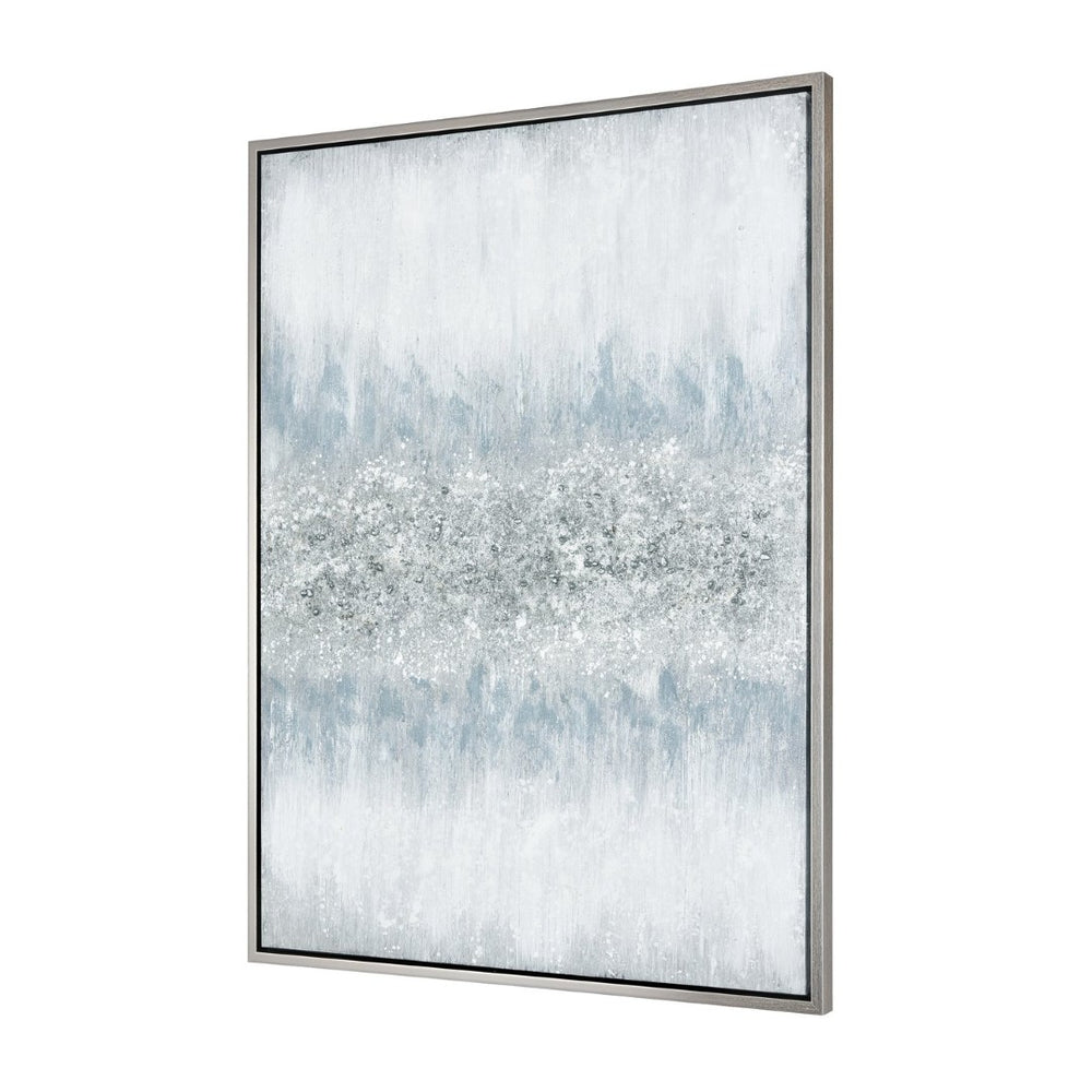 Atlas Turner Contemporary Abstract Wall Art in Silver and Blue, Ready to Hang for Elegant Home Décor WA11162-01