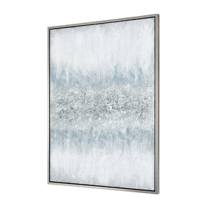 Atlas Turner Contemporary Abstract Wall Art in Silver and Blue, Ready to Hang for Elegant Home Décor WA11162-01