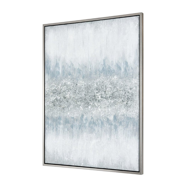 Atlas Turner Contemporary Abstract Wall Art in Silver and Blue, Ready to Hang for Elegant Home Décor WA11162-01