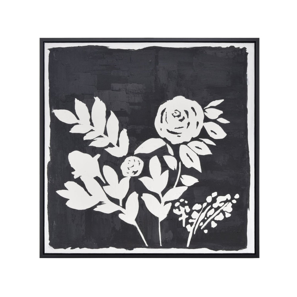 Atlas Umbra Framed Botanical Wall Art - Striking White Silhouette on Textured Black Background, Modern Decor WA11163-01