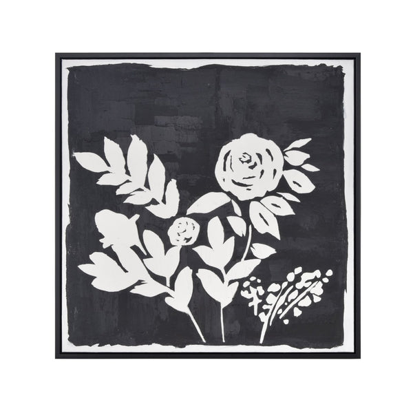 Atlas Umbra Framed Botanical Wall Art - Striking White Silhouette on Textured Black Background, Modern Decor WA11163-01