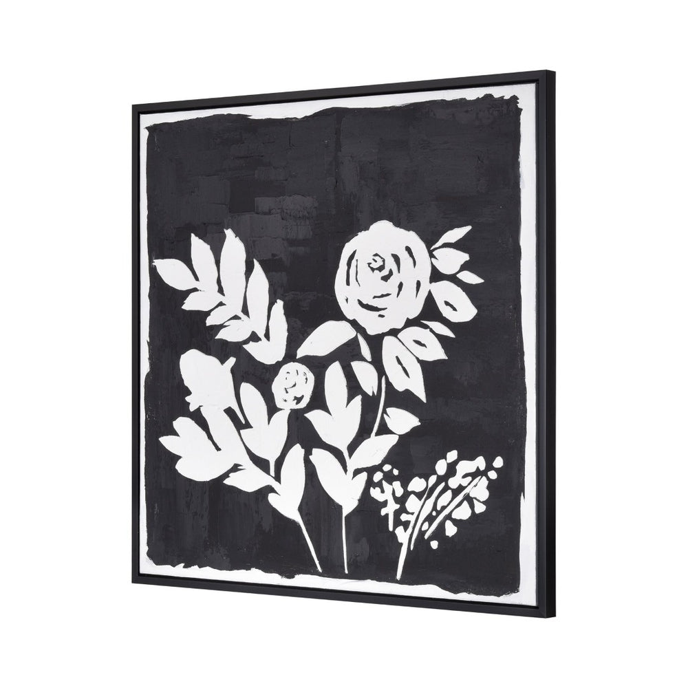 Atlas Umbra Framed Botanical Wall Art - Striking White Silhouette on Textured Black Background, Modern Decor WA11163-01
