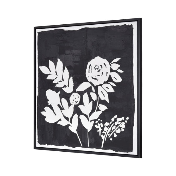 Atlas Umbra Framed Botanical Wall Art - Striking White Silhouette on Textured Black Background, Modern Decor WA11163-01