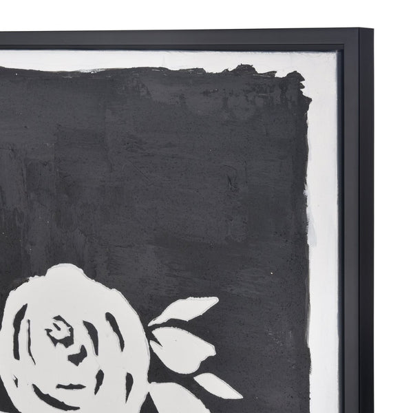 Atlas Umbra Framed Botanical Wall Art - Striking White Silhouette on Textured Black Background, Modern Decor WA11163-01