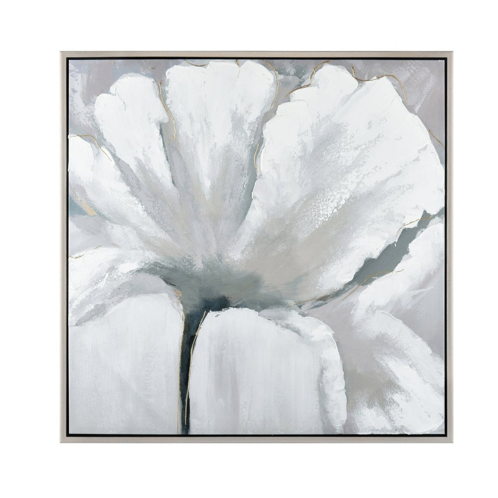 Atlas Valerie Blooms Framed Wall Art - Elegant White Poppy in Silver Frame for Modern Home Décor Accent WA11165-01