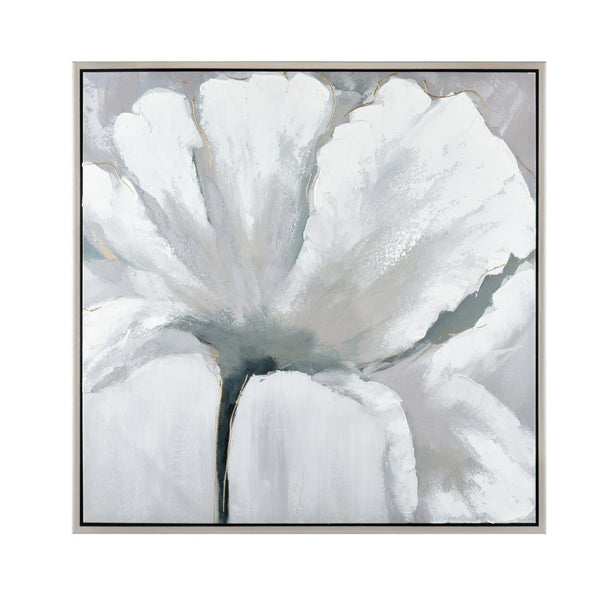Atlas Valerie Blooms Framed Wall Art - Elegant White Poppy in Silver Frame for Modern Home Décor Accent WA11165-01