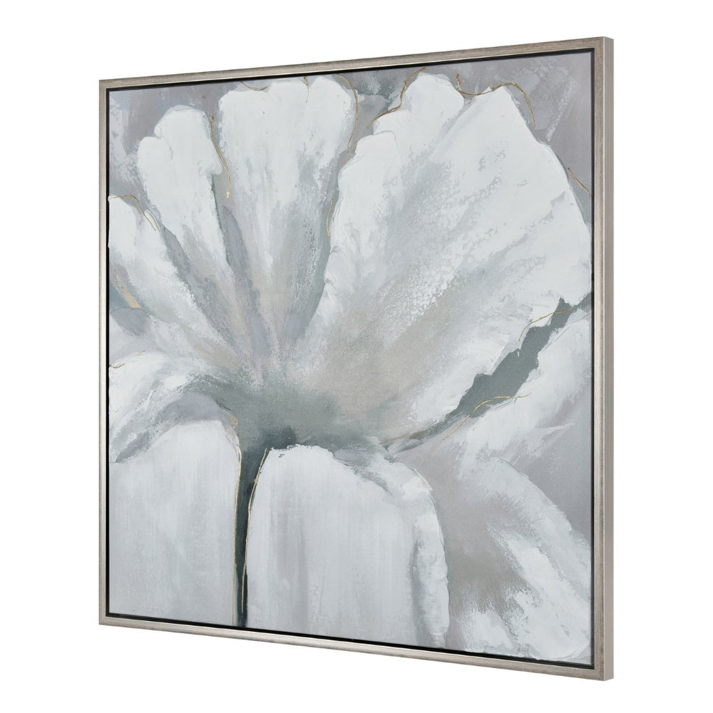 Atlas Valerie Blooms Framed Wall Art - Elegant White Poppy in Silver Frame for Modern Home Décor Accent WA11165-01