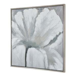 Atlas Valerie Blooms Framed Wall Art - Elegant White Poppy in Silver Frame for Modern Home Décor Accent WA11165-01
