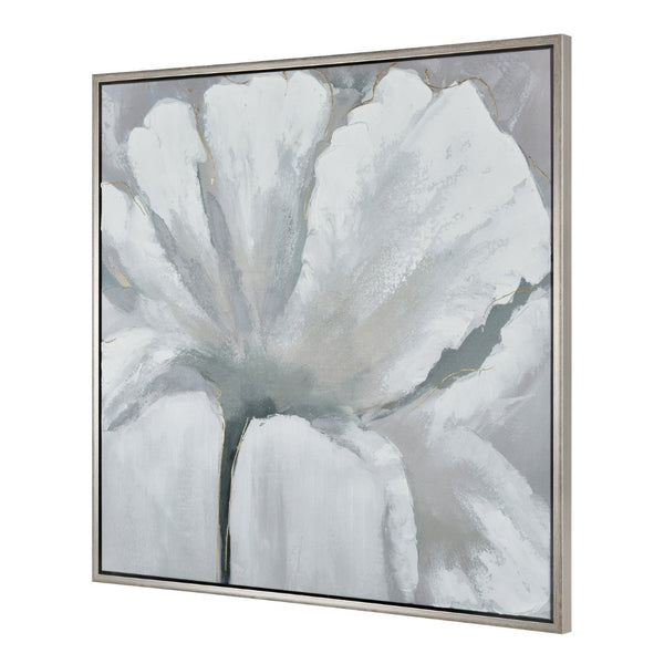 Atlas Valerie Blooms Framed Wall Art - Elegant White Poppy in Silver Frame for Modern Home Décor Accent WA11165-01