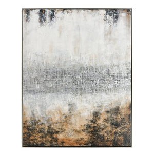 Atlas Vantage Point Hand-Painted Abstract Canvas Wall Art in Earth Tones with Silver Floating Frame WA11166-01