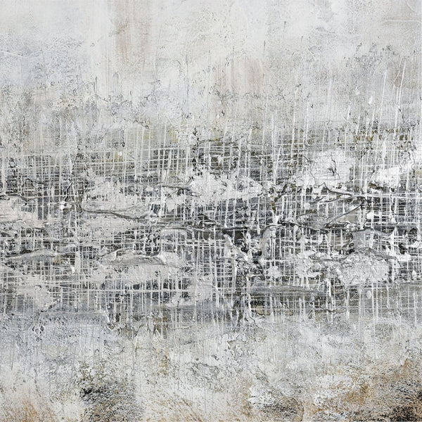 Atlas Vantage Point Hand-Painted Abstract Canvas Wall Art in Earth Tones with Silver Floating Frame WA11166-01