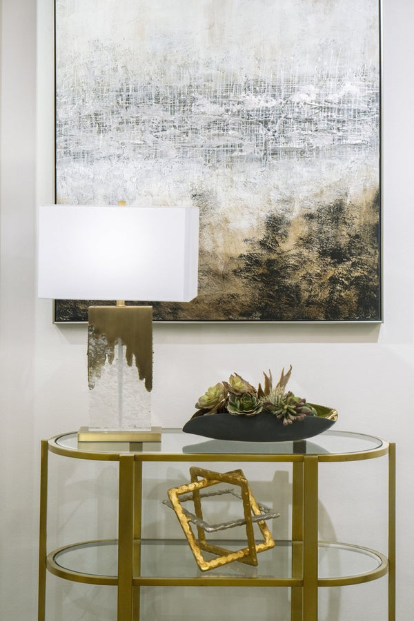 Atlas Vantage Point Hand-Painted Abstract Canvas Wall Art in Earth Tones with Silver Floating Frame WA11166-01