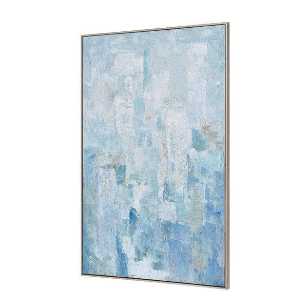 Atlas Varian Oversized Framed Wall Art in Serene Blue & White - Elegant Modern Abstract Canvas Decor WA11167-01