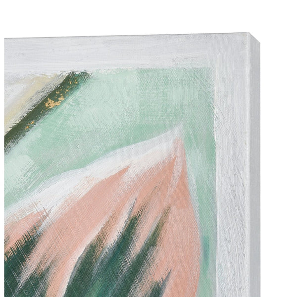 Atlas Variegate Hand-Painted Acrylic Canvas Wall Art - Modern Botanical Design with Soft Green & Pink Hues WA11168-01