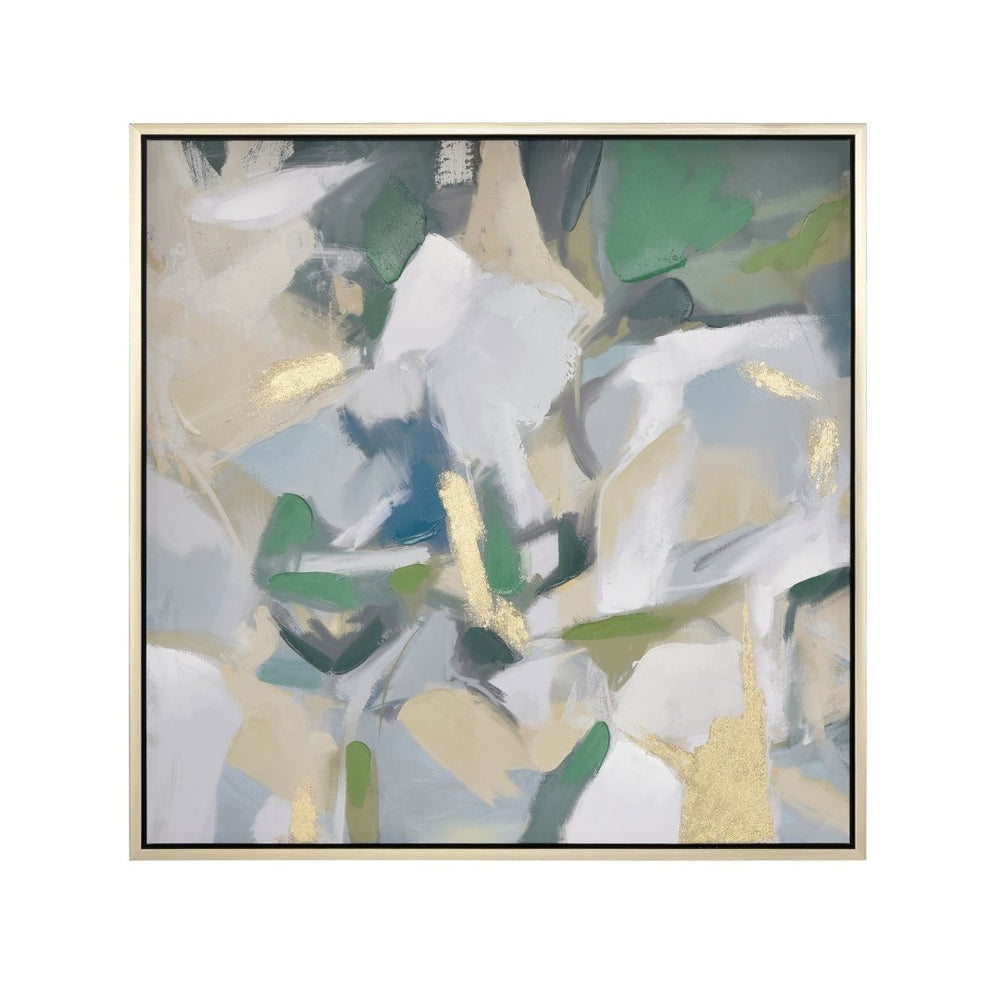 Atlas Verde Abstract Framed Wall Art - Bold Brushstrokes, Gold Accents & Modern Elegance for Your Space WA11169-01