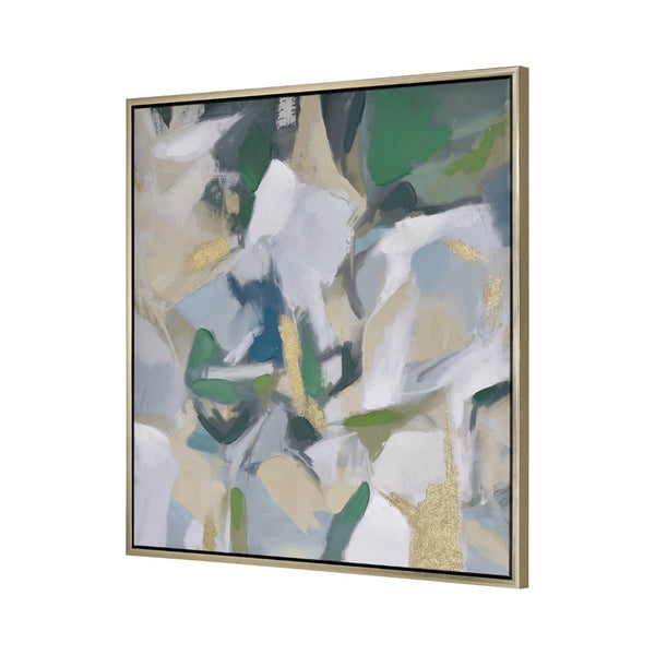 Atlas Verde Abstract Framed Wall Art - Bold Brushstrokes, Gold Accents & Modern Elegance for Your Space WA11169-01