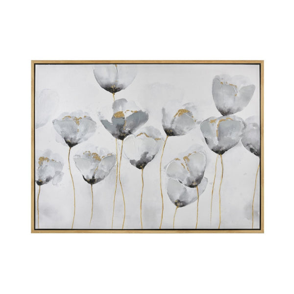 Atlas Wald Poppy Framed Wall Art - Elegant Black & White Floral Decor with Gold Accents for Any Room WA11173-01