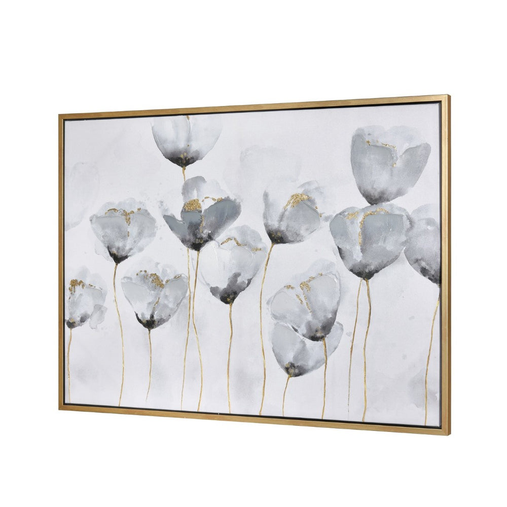 Atlas Wald Poppy Framed Wall Art - Elegant Black & White Floral Decor with Gold Accents for Any Room WA11173-01