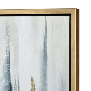 Atlas Waller Modern Abstract Wall Art - Teal & Blue Vertical Stripes with Gold Accents, Ready to Hang WA11174-01