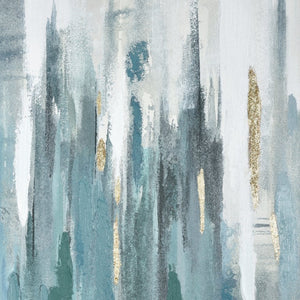 Atlas Waller Modern Abstract Wall Art - Teal & Blue Vertical Stripes with Gold Accents, Ready to Hang WA11174-01