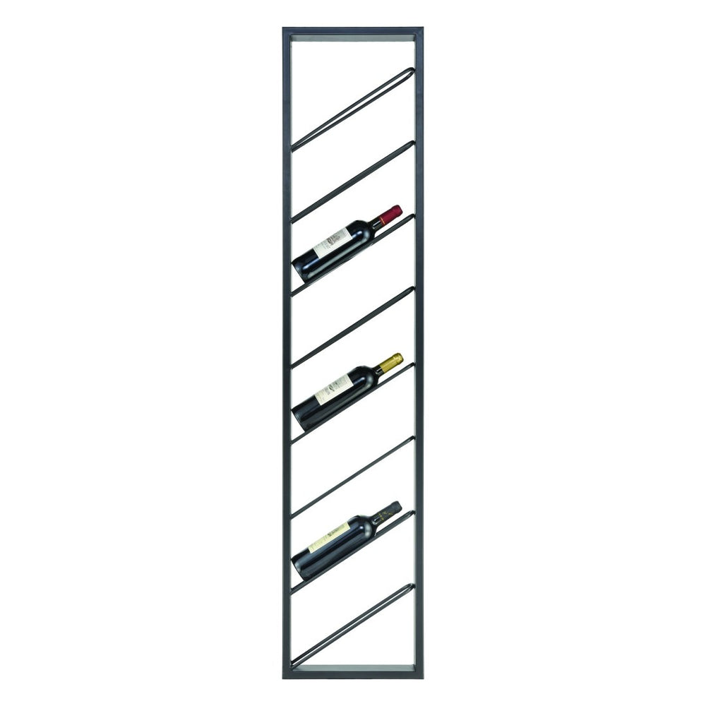 Atlas Wavertree Wine Rack - Modern Wall-Mounted Storage for 8 Bottles, Perfect for Stylish Home Bars Angled Black WA11176-01