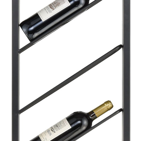Atlas Wavertree Wine Rack - Modern Wall-Mounted Storage for 8 Bottles, Perfect for Stylish Home Bars Angled Black WA11176-01