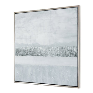 Atlas Weber Lake Framed Wall Art - Modern Abstract Piece with Silver Accents for Contemporary Elegance WA11178-01