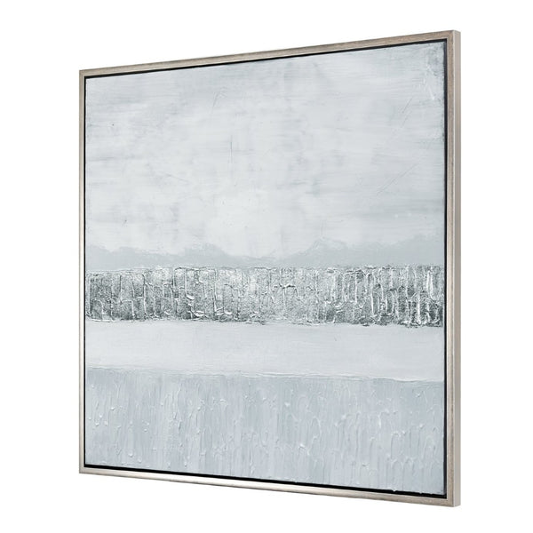 Atlas Weber Lake Framed Wall Art - Modern Abstract Piece with Silver Accents for Contemporary Elegance WA11178-01