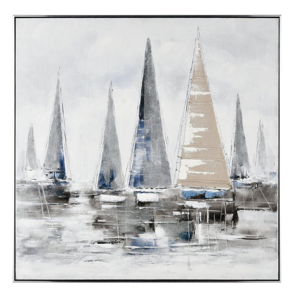 Atlas Weekend Serene Lakeside Framed Wall Art - Hand-Painted Acrylic with Silver Accents for Coastal Decor WA11179-01
