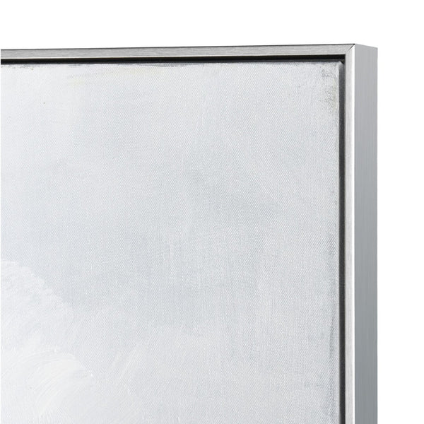 Atlas Weekend Serene Lakeside Framed Wall Art - Hand-Painted Acrylic with Silver Accents for Coastal Decor WA11179-01