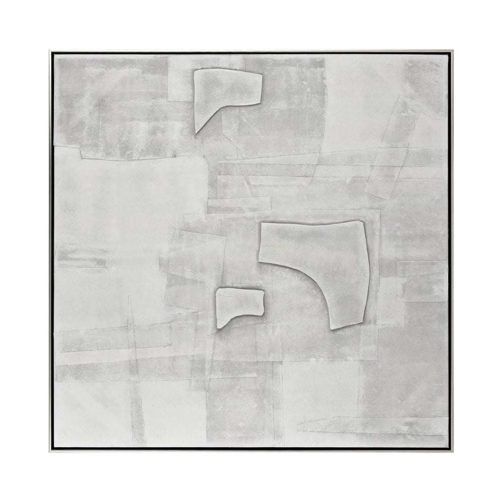 Atlas Whiten Textured Abstract Wall Art in Silver Frame – Modern Sculptural Design for Home Decor Whiten I Abstract Framed Wall Art WA11182-01