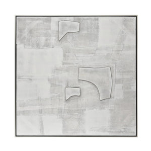 Atlas Whiten Textured Abstract Wall Art in Silver Frame – Modern Sculptural Design for Home Decor Whiten I Abstract Framed Wall Art WA11182-01