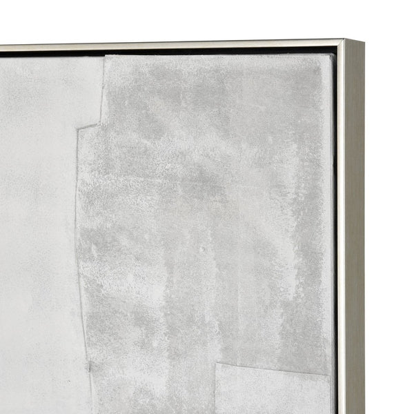 Atlas Whiten Textured Abstract Wall Art in Silver Frame – Modern Sculptural Design for Home Decor Whiten I Abstract Framed Wall Art WA11182-01