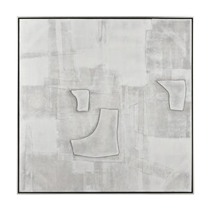 Atlas Whiten Textured Abstract Wall Art in Silver Frame – Modern Sculptural Design for Home Decor Whiten I Abstract Framed Wall Art WA11182-01