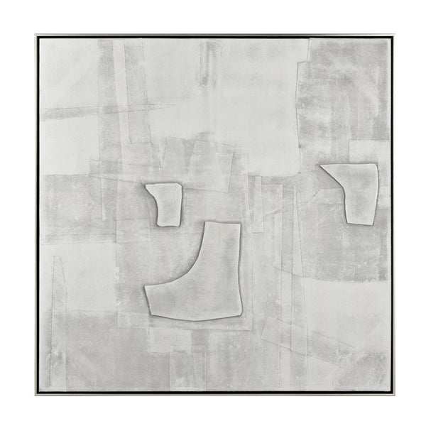 Atlas Whiten Textured Abstract Wall Art in Silver Frame – Modern Sculptural Design for Home Decor Whiten I Abstract Framed Wall Art WA11182-01