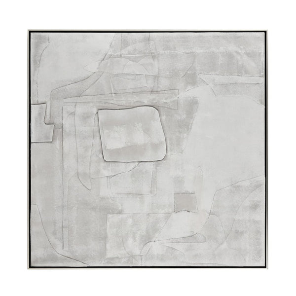 Atlas Whiten Textured Abstract Wall Art in Silver Frame – Modern Sculptural Design for Home Decor Whiten II Abstract Framed Wall Art WA11182-02
