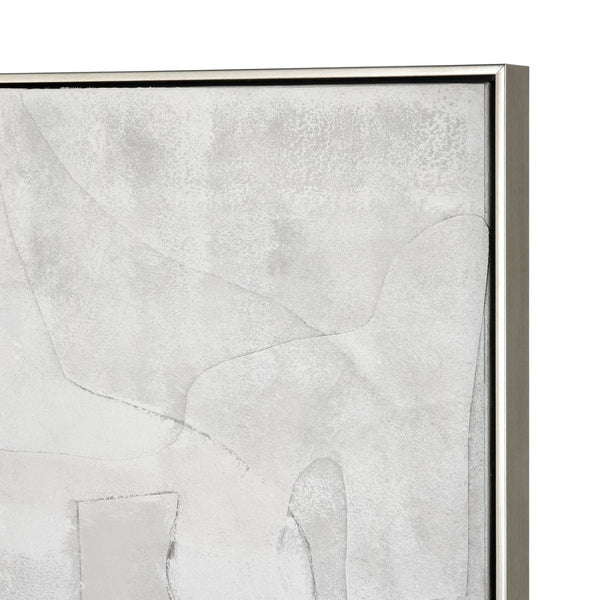 Atlas Whiten Textured Abstract Wall Art in Silver Frame – Modern Sculptural Design for Home Decor Whiten II Abstract Framed Wall Art WA11182-02